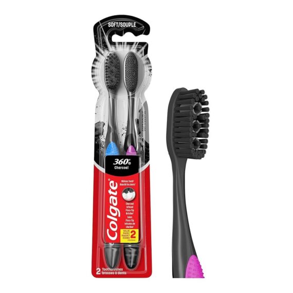 Colgate Charcoal charbon toothbrush soft 2pk